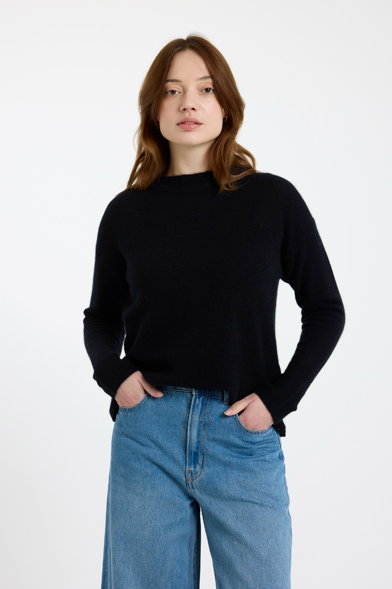 Crew Neck 100% Cashmere Sweater, Alternate, color, BLACK