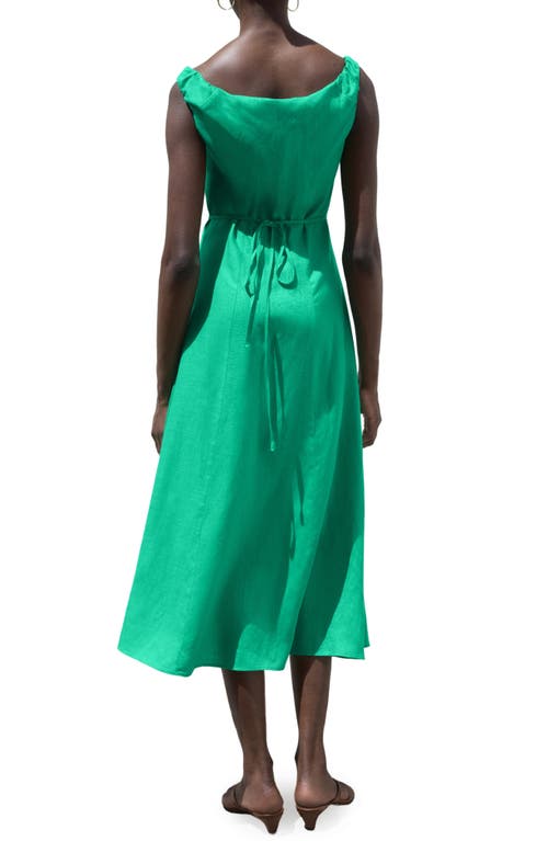 Mango Button-up Midi Dress In Green