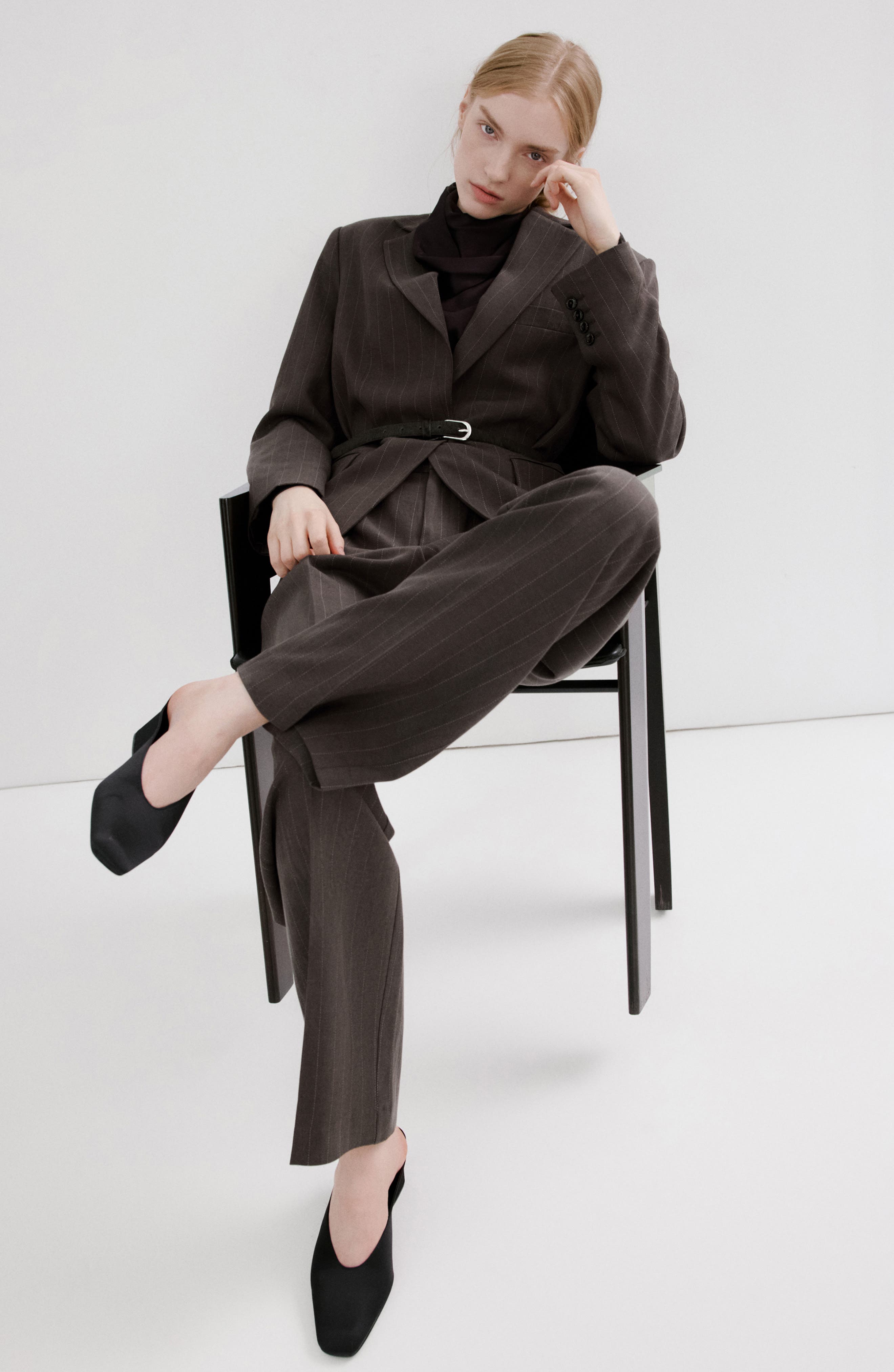 Pleated Pinstripe Suit Pants - image 2