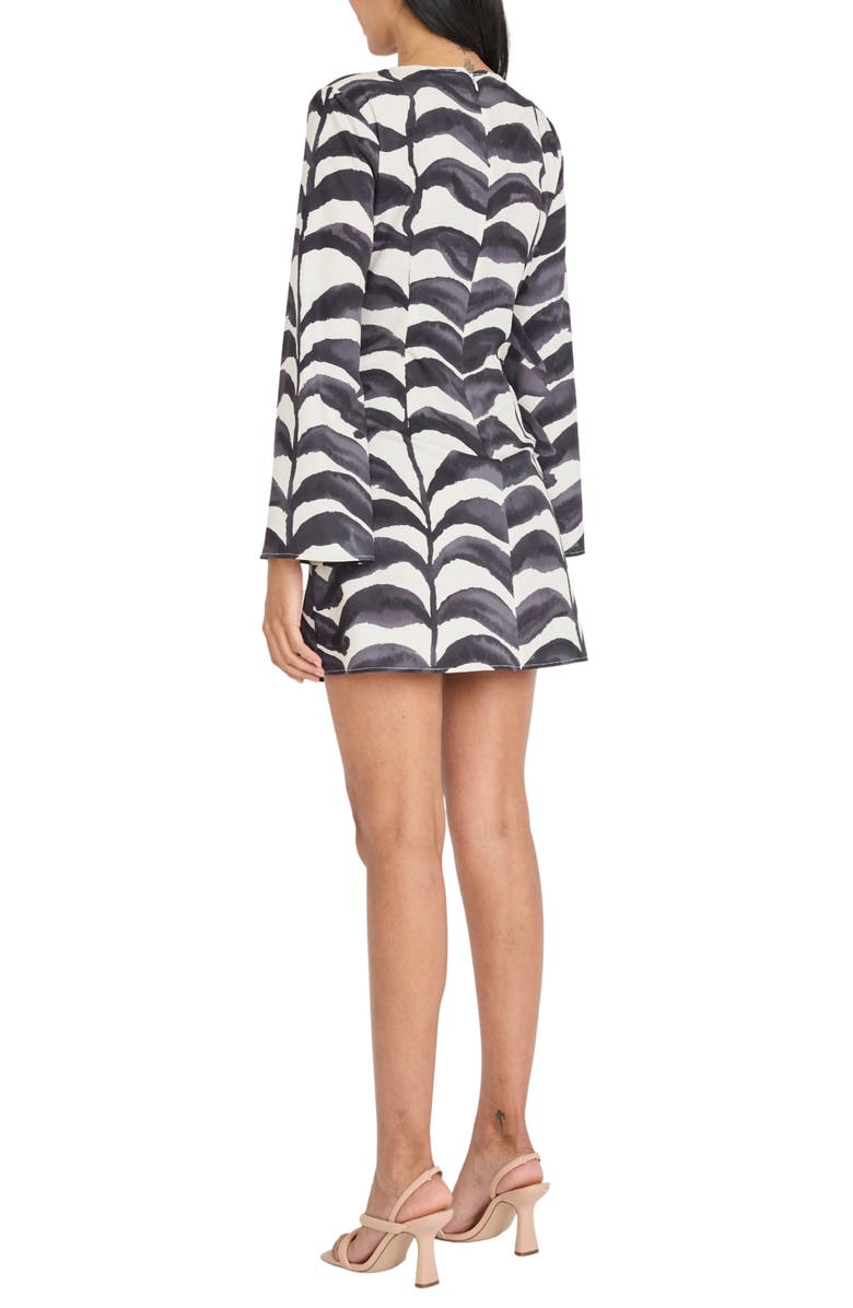 Donna Morgan Long Sleeve A-Line Minidress, Alternate, color, Cream/ Ebony