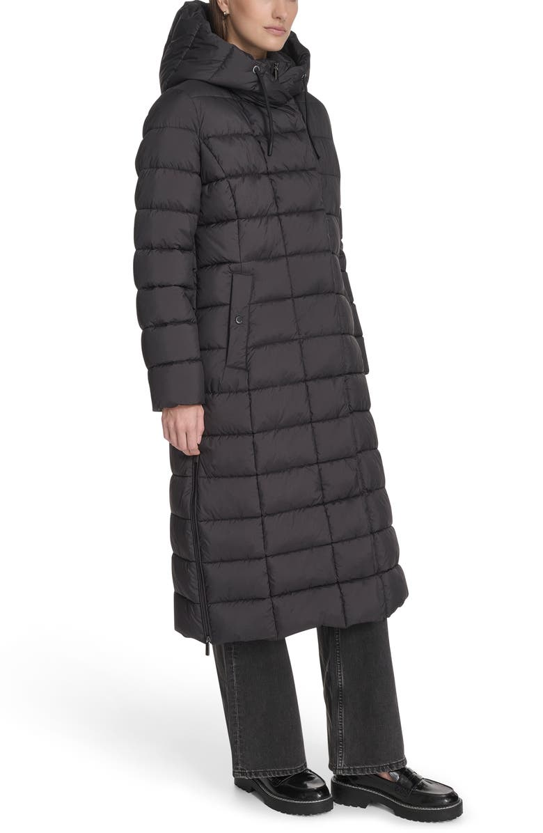 Kenneth Cole New York Water Resistant Stadium Length Quilted Puffer Coat, Alternate, color, Black