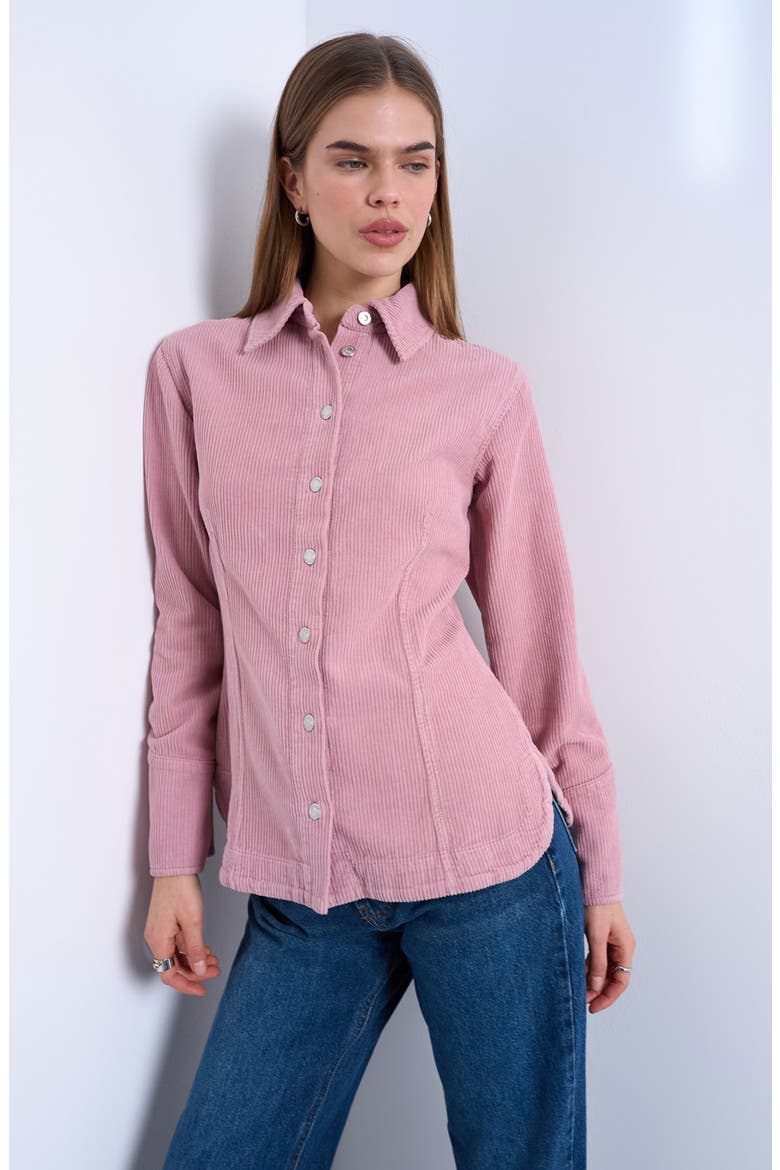 '70s Collar Corduroy Button-Up Shirt, Main, color, PINK