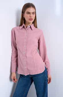 Topshop '70s Collar Corduroy Button-Up Shirt
