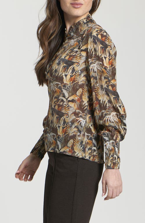 Apny Puff Shoulder Button Front Top In Multi