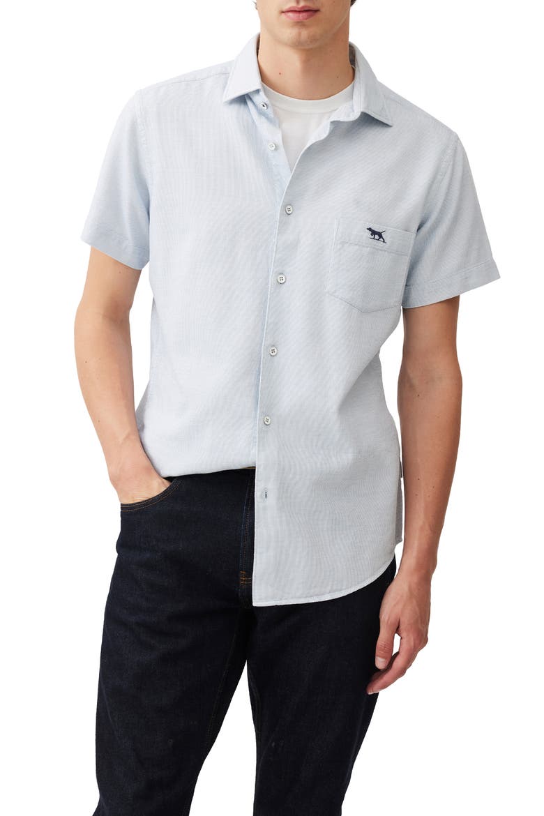 Airtex Short Sleeve Cotton Button-Up Shirt, Main, color, SKY