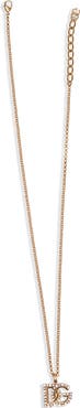 Dolce&Gabbana DG Logo Crystal Embellished Pendant Necklace
