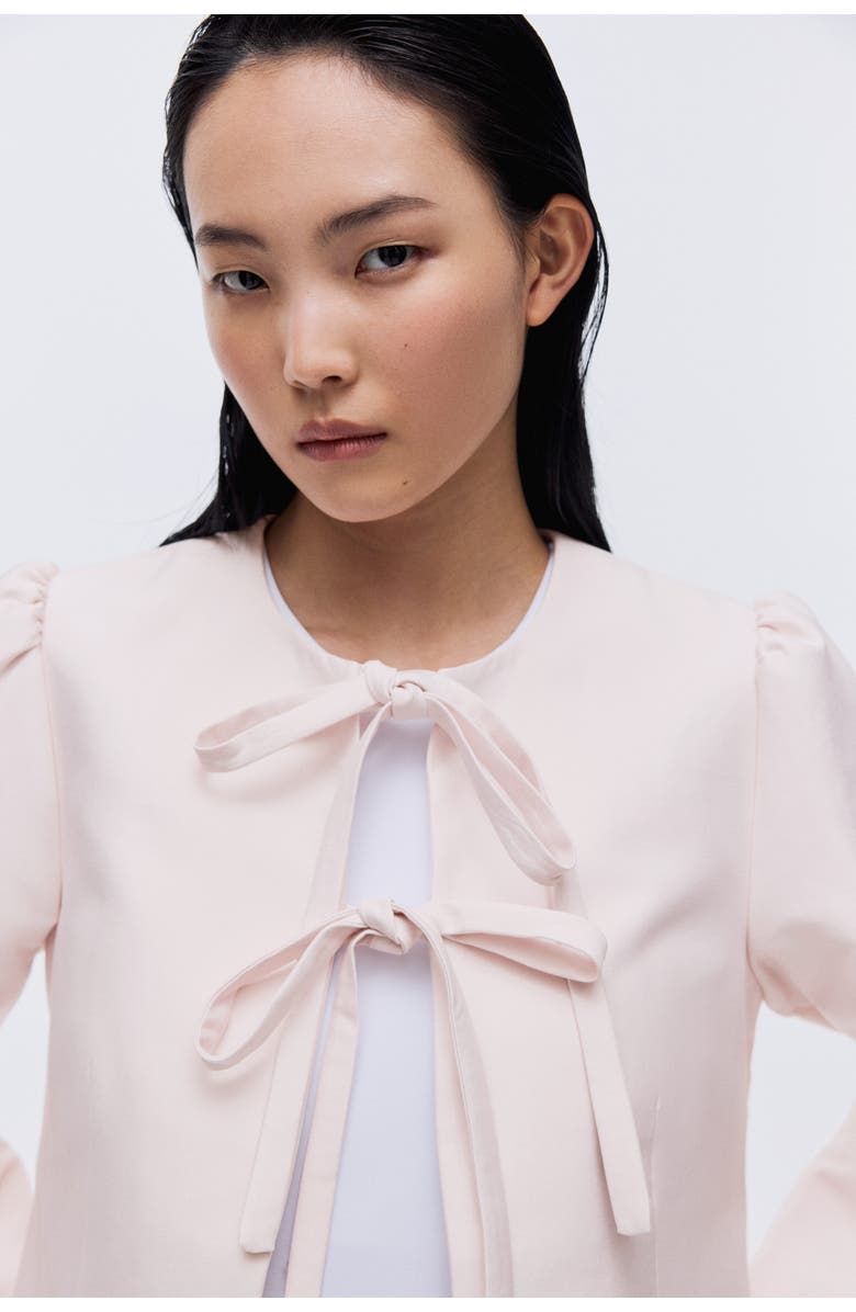H&M Tie-front Jacket, Alternate, color, Powder Pink