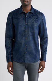 Johnston & Murphy Cutler Paisley Stretch Cotton Corduroy Button-Up Shirt
