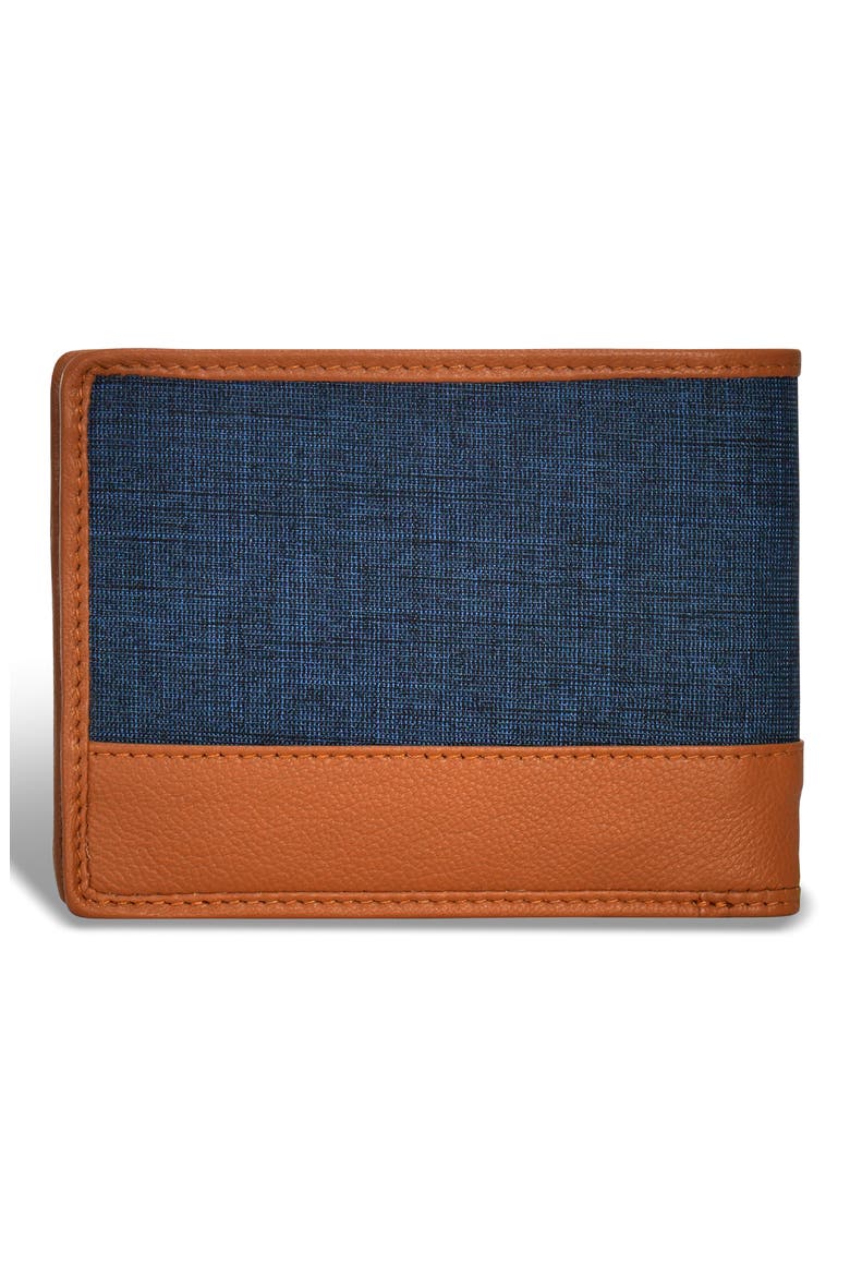 Denim Bifold Wallet, Alternate, color, TAN/BLUE