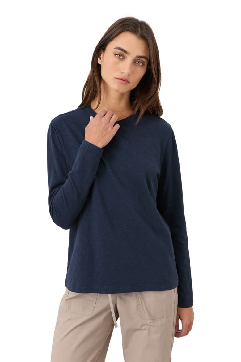 Organic Cotton Soft-Slub Essential Crewneck Long Sleeve Tee, Alternate, color, Navy