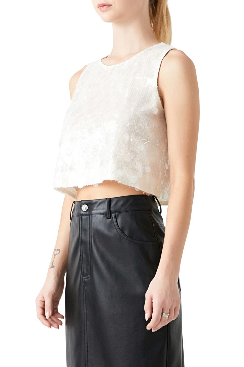 Sequin Crop Top, Alternate, color, NUDE