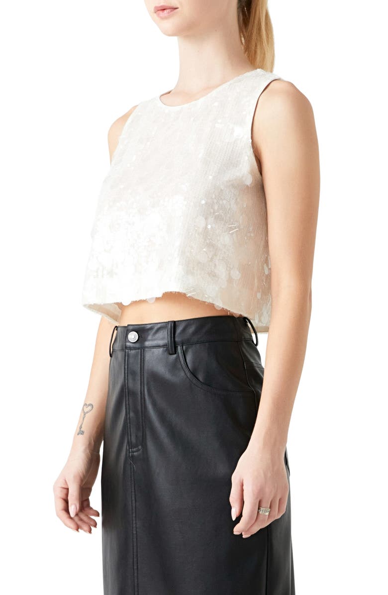 Grey Lab Sequin Crop Top, Alternate, color, 
