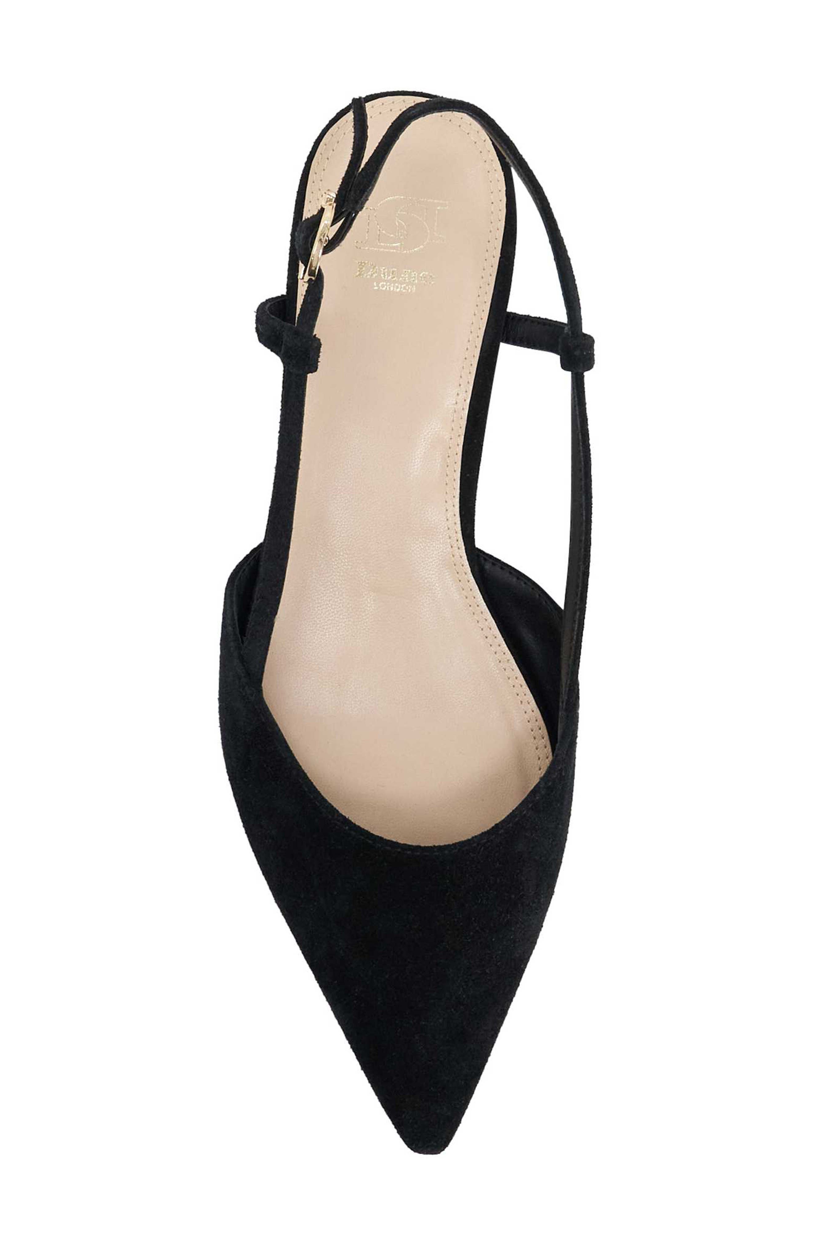 Dune London Homie Pointed Toe Leather Slingback Pump, Alternate, color, Black