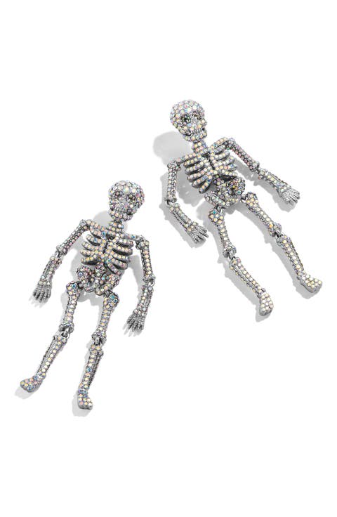 Pavé Skeleton Drop Earrings