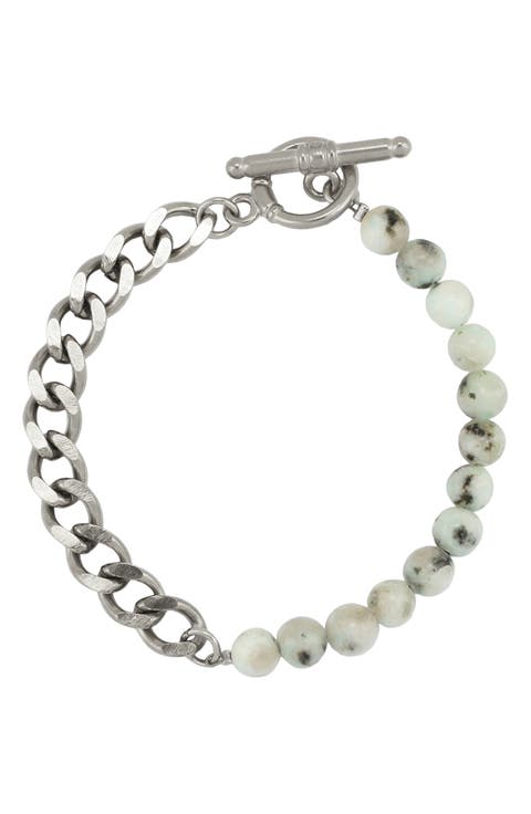 Gender Inclusive Kiwi Jasper Half Cuban Bracelet