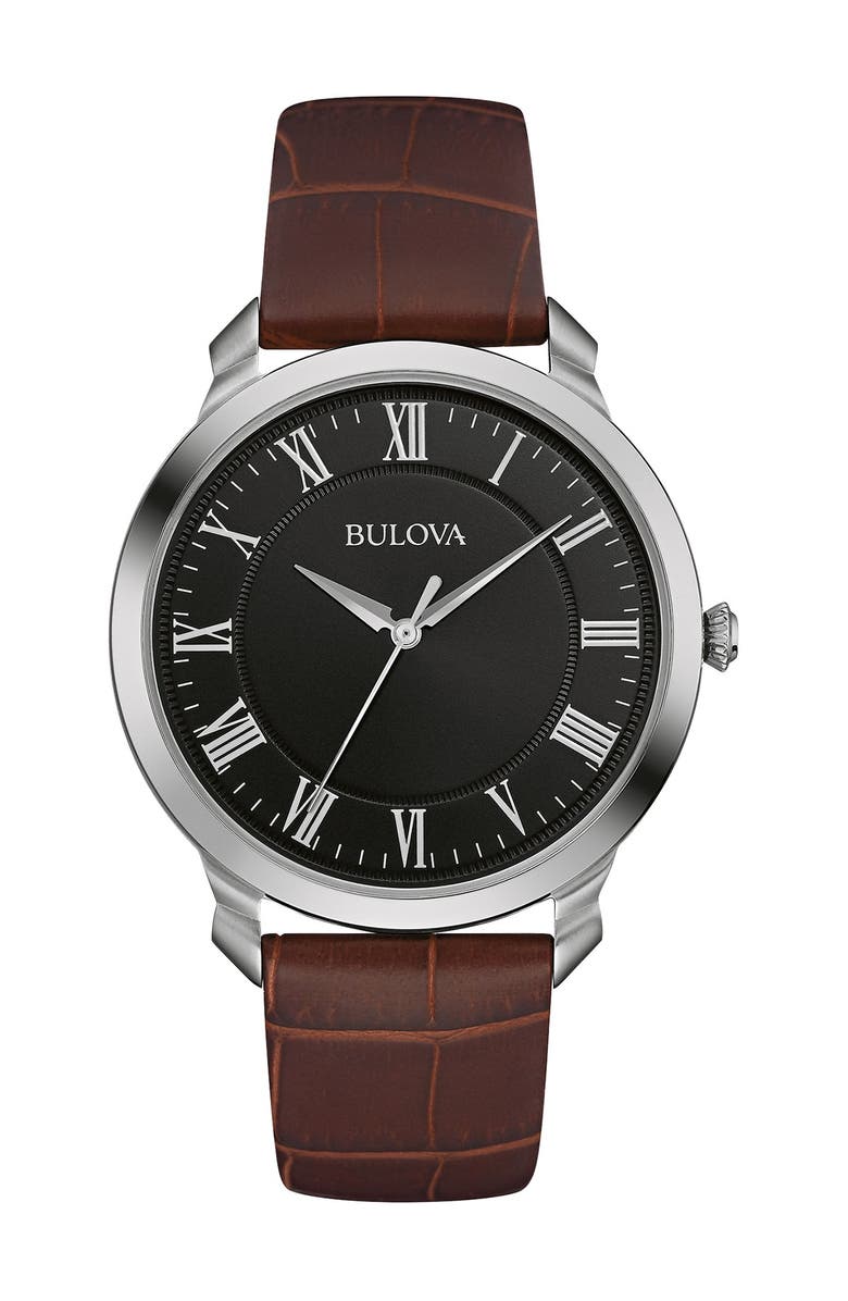 BULOVA Men's Brown Strap Classic Watch, 41mm, Main, color, 
