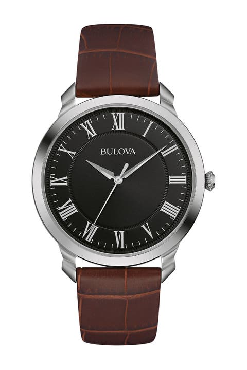 Men's Brown Strap Classic Watch, 41mm