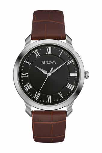 BULOVA Men's Brown Strap Classic Watch, 41mm