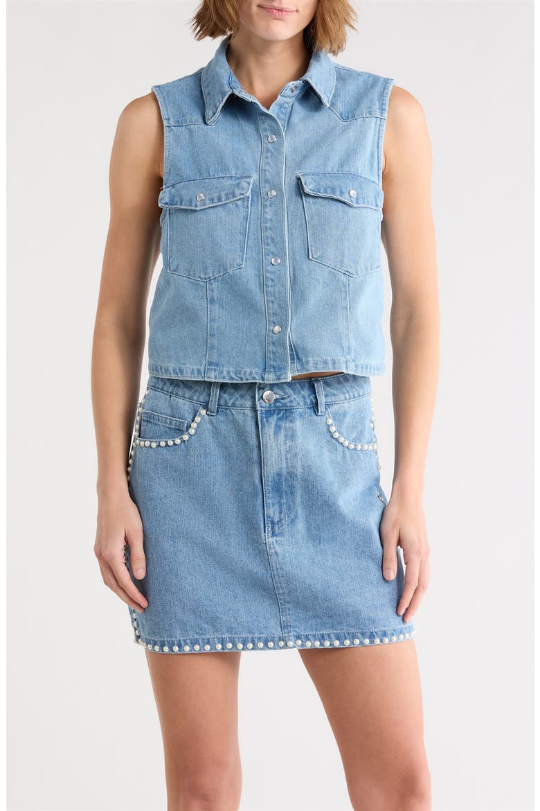 Sleeveless Denim Shirt, Main, color, LIGHT WASH