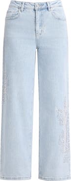 Bayeas Embroidered High Waist Relaxed Straight Leg Jeans