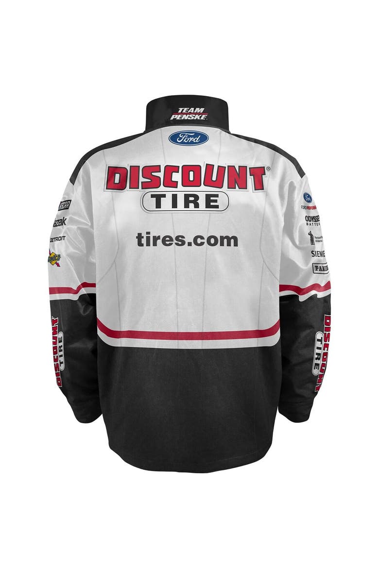Men's Team Penske White/Black Austin Cindric Discount Tire Nylon Uniform Full-Snap Jacket, Alternate, color, White