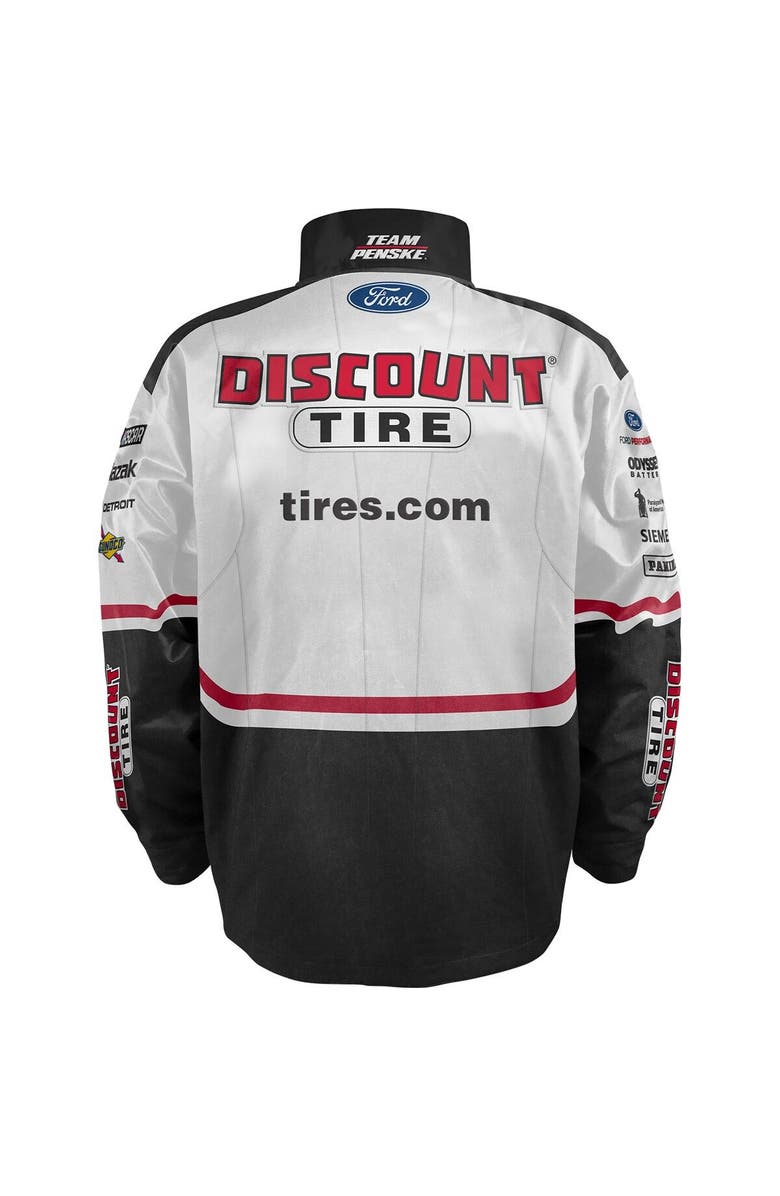 TEAM PENSKE Men's Team Penske White/Black Austin Cindric Discount Tire Nylon Uniform Full-Snap Jacket, Alternate, color,