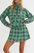Beach Riot Atticus Plaid Quarter Zip Pullover Jacket