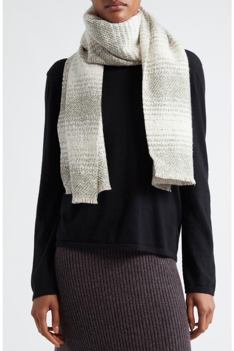 Textural Ombré Cashmere, Wool, Alpaca & Silk Fringe Scarf, Alternate, color, FERN