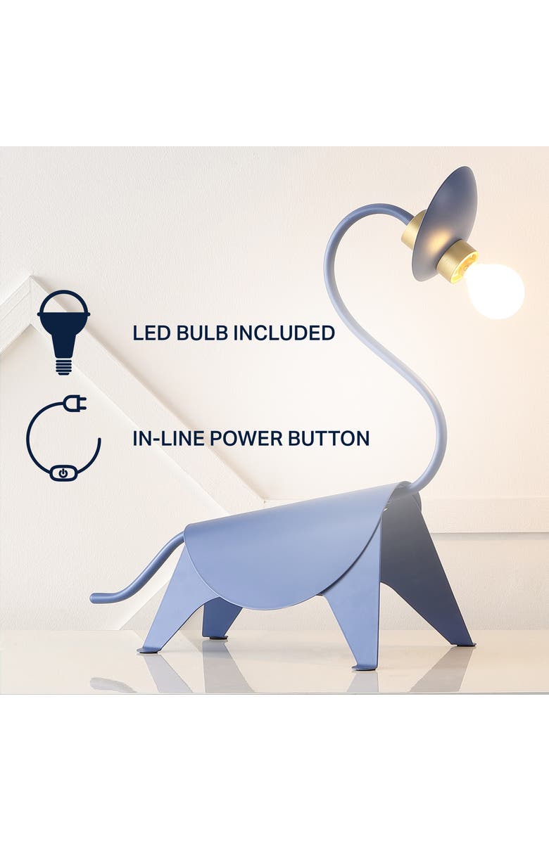 JONATHAN Y Bradley Modern Industrial Iron Brachiosaurus LED Kids' Lamp, Alternate, color, Blue