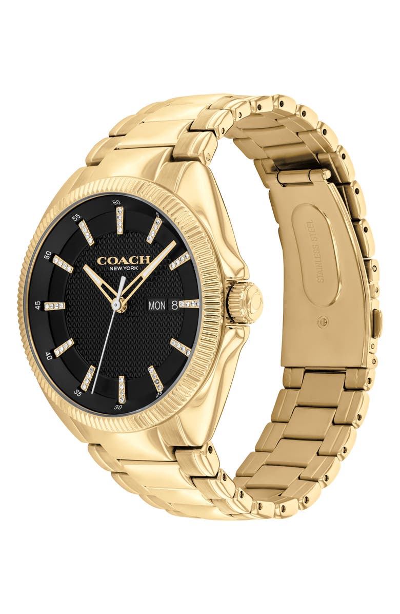 COACH Jackson Quartz Bracelet Watch, Alternate, color, Black/ Gold