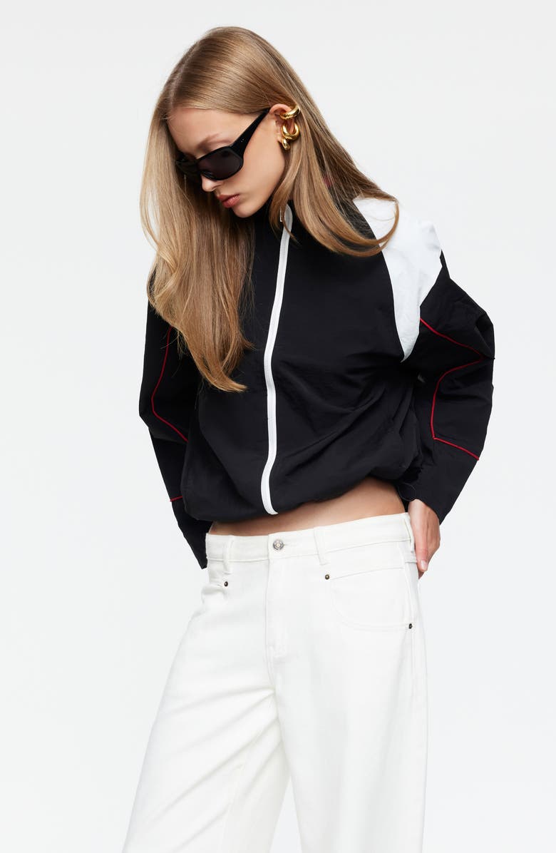 LIONESS Shoreline Colorblock Windbreaker Jacket, Alternate, color, Noir