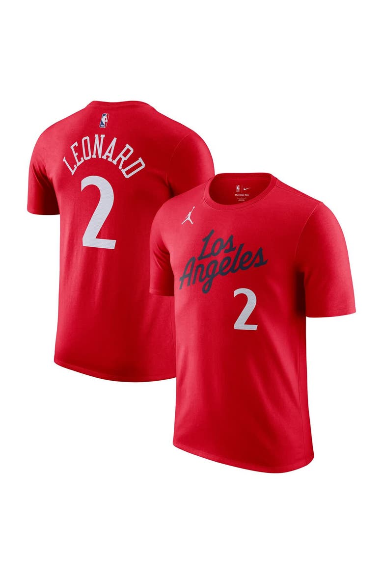 Men's Jordan Brand Kawhi Leonard Red LA Clippers Statement Edition Name & Number T-Shirt, Main, color, Red