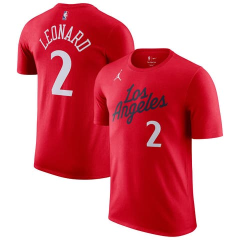Men's Jordan Brand Kawhi Leonard Red LA Clippers Statement Edition Name & Number T-Shirt