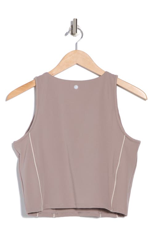 Yogalicious Lux Race Me Piped Crop Tank In Satellite-nacreous Cloud
