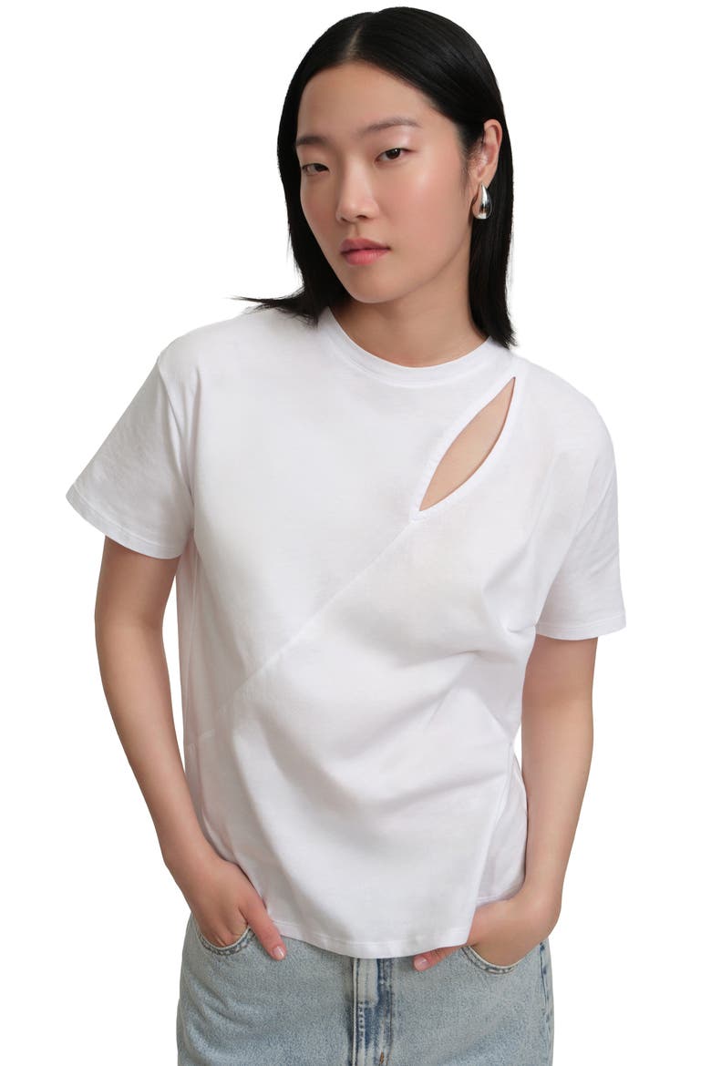 Leonie Cutout Organic Cotton T-Shirt, Alternate, color, WHITE