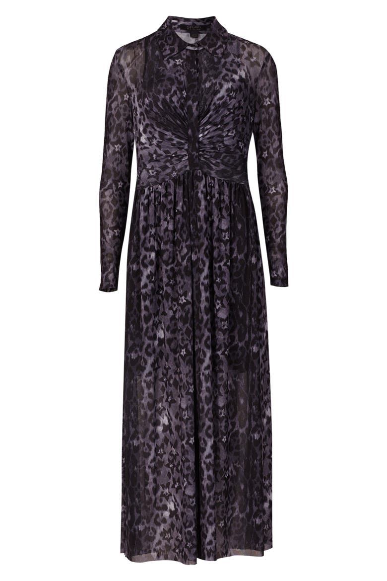 Kelda Celia Leopard Star Long Sleeve Mesh Shirtdress, Alternate, color, CHARCOAL GREY