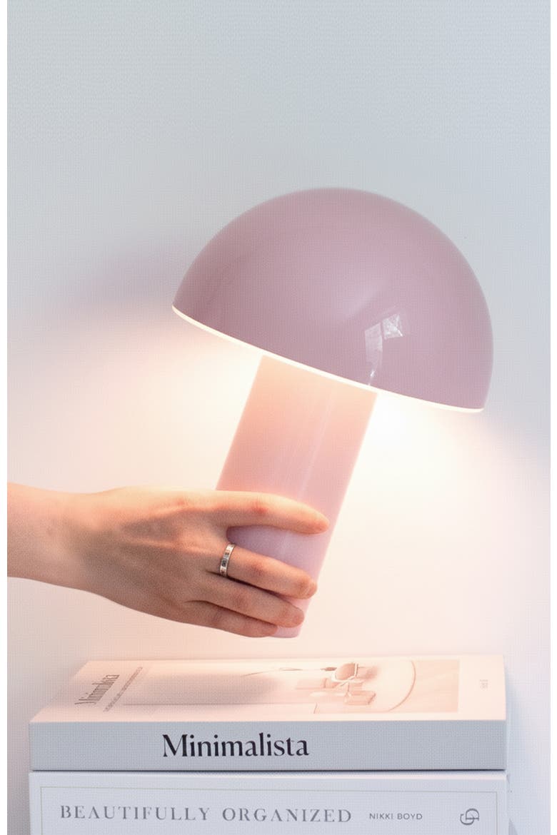 Celia 10" Portable Touch-Controlled Outdoor Patio Mushroom Table Lamp, Alternate, color, Pink