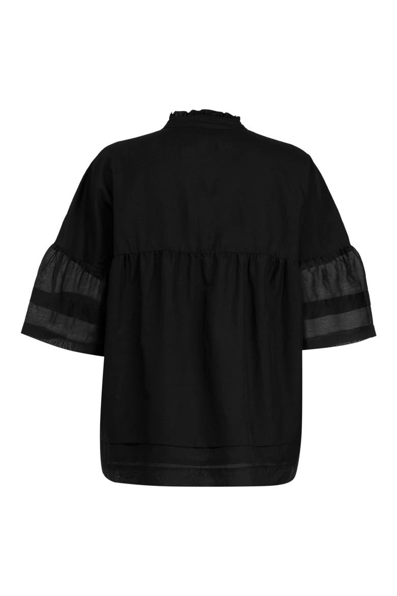 Etna Ruffle Neck Blouse, Alternate, color, BLACK