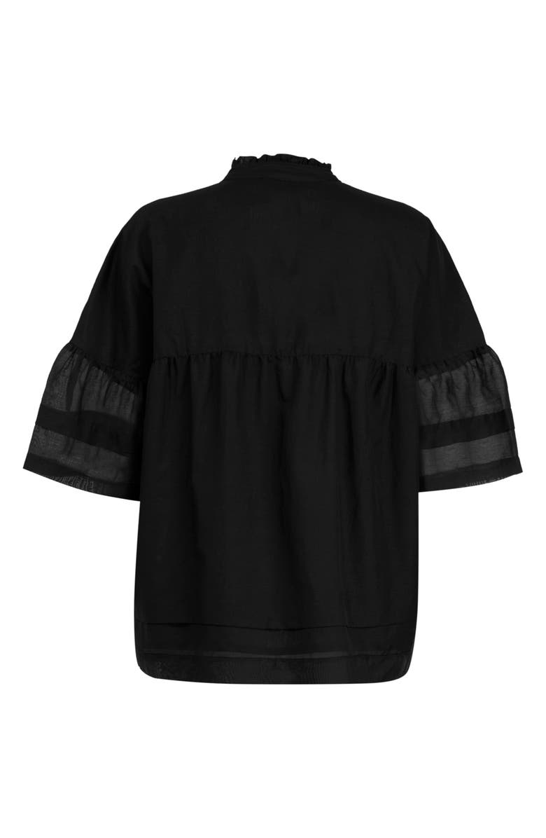 AllSaints Etna Ruffle Neck Blouse, Alternate, color,