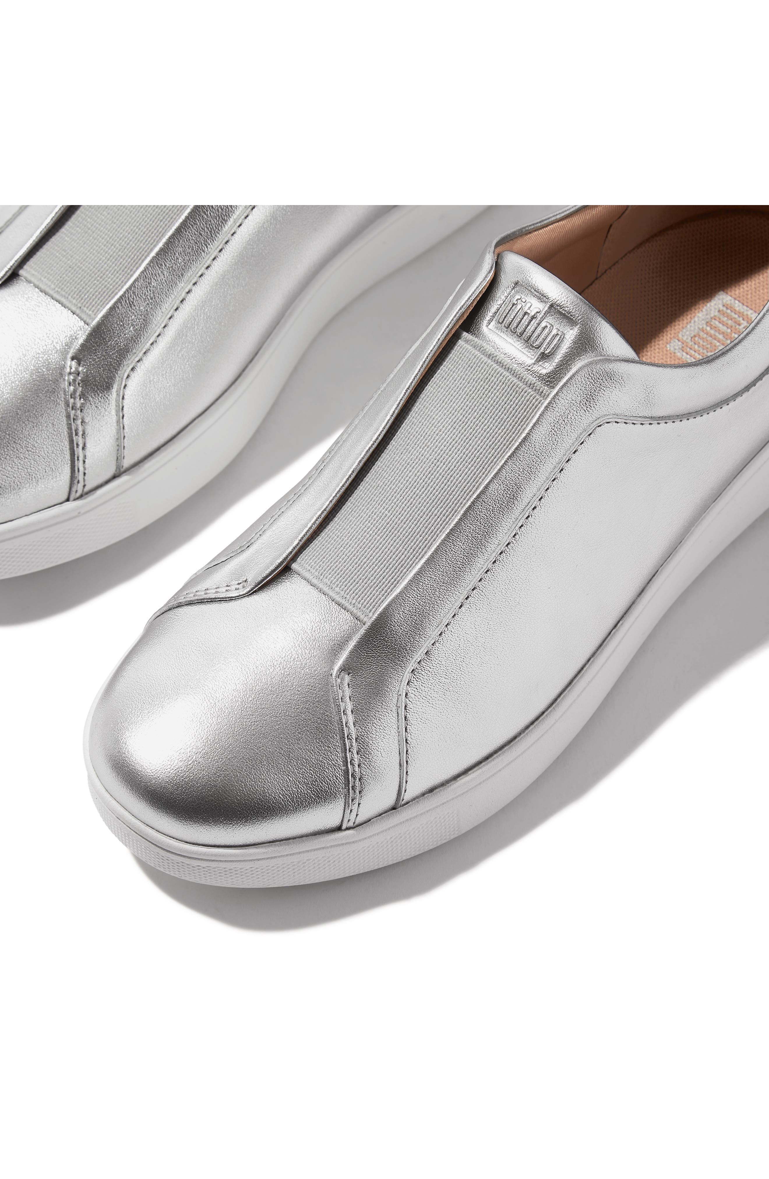 FitFlop Rally Metallic Slip-On Sneaker, Alternate, color, Silver
