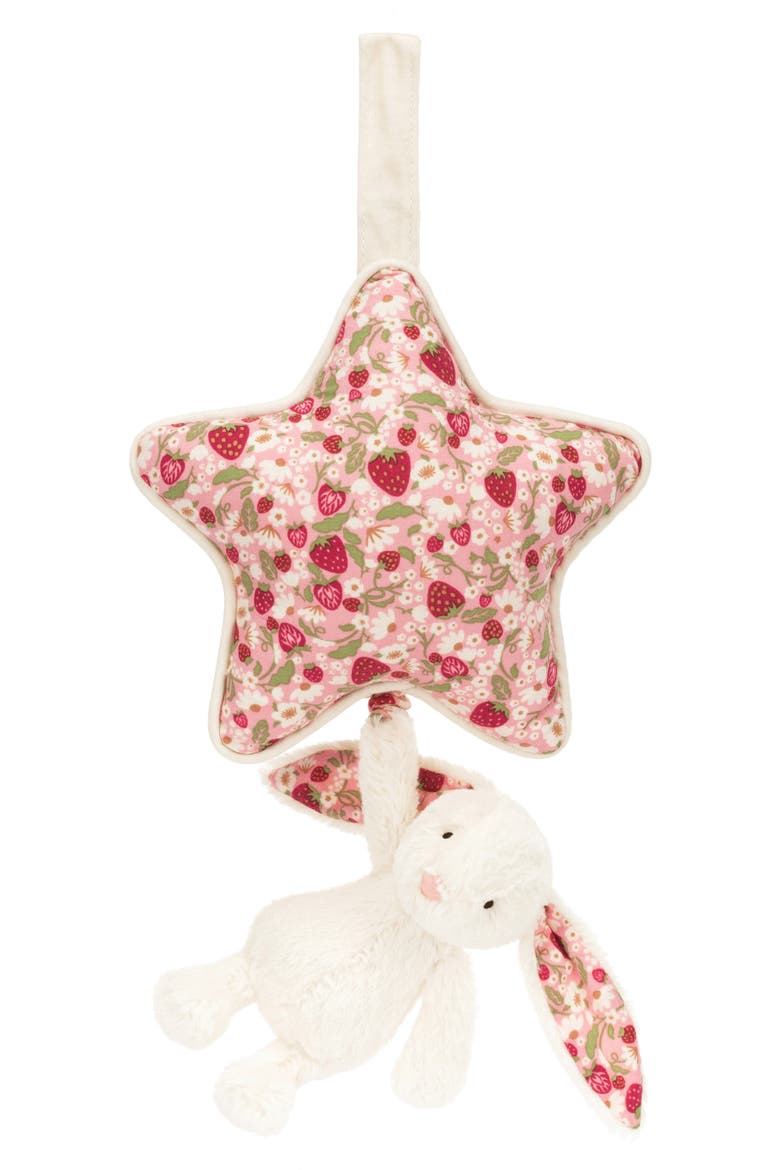 Blossom Cream Bunny Berry Musical Pull 19.75-Inch Plushie, Main, color, WHITE MULTI