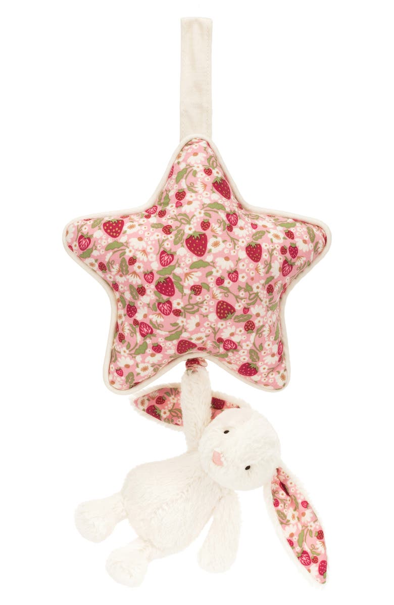 Jellycat Blossom Berry Bunny & Star Plush Musical Pull Toy, Main, color, White Multi