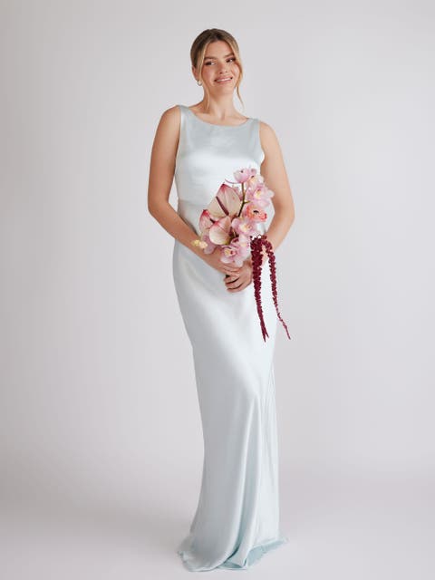 Cowl Back Satin Bridesmaid Dress