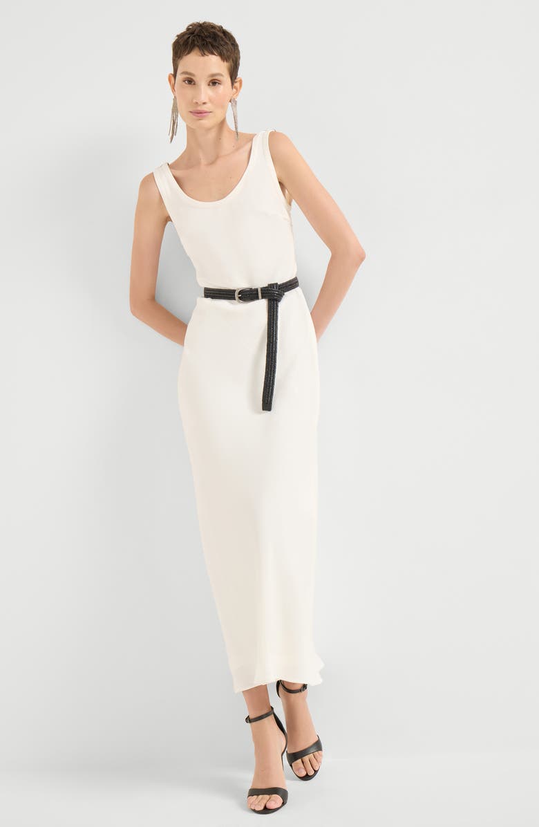 Brunello Cucinelli Fluid twill Tank dress, Alternate, color, White