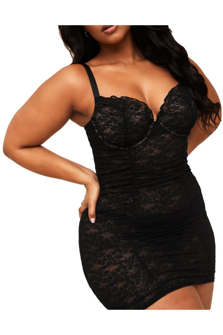Cheyenne Bodycon Babydoll & G-String Set Lingerie, Alternate, color, Black