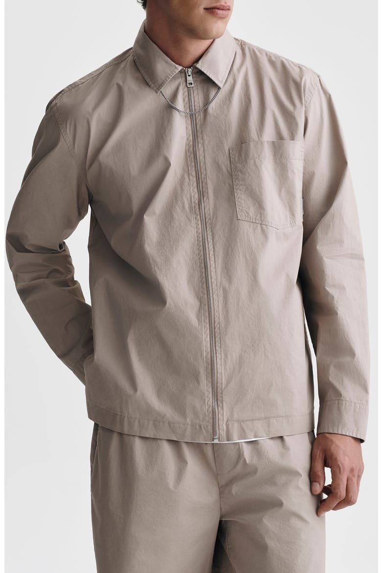 Zip Front Cotton Overshirt, Main, color, SHITAKE