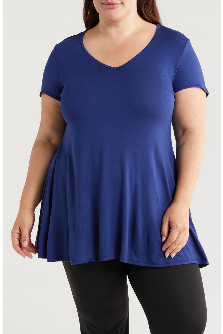 V-Neck Jersey Swing Top, Main, color, NAVY