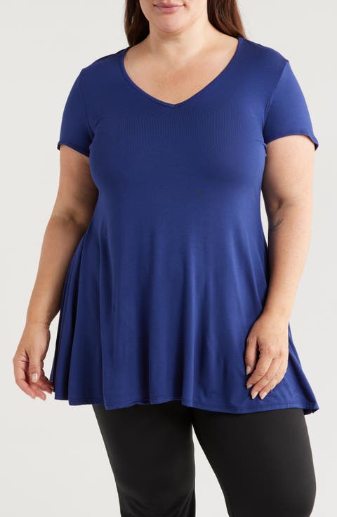 V-Neck Jersey Swing Top (Plus)