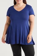 24seven Comfort Apparel V-Neck Jersey Swing Top