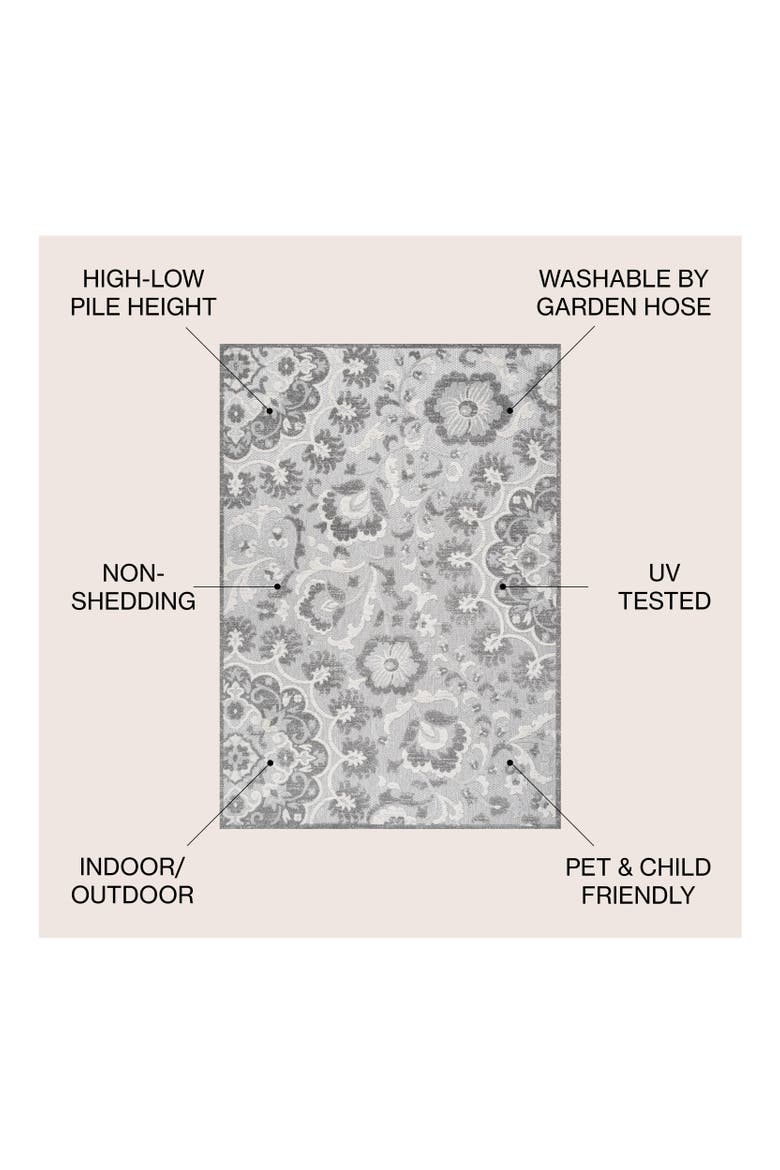 Lucena Modern Medallion High-Low Indoor/Outdoor Area Rug, Alternate, color, Light Gray/Ivory